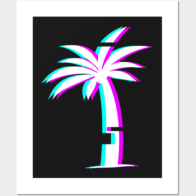 Glitch Aesthetic Vaporwave Palm Tree Wall Art by MeatMan